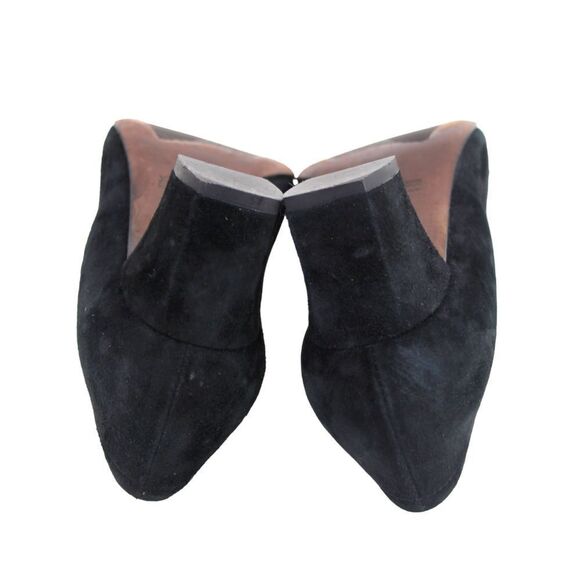 AGL Italy BLACK GENUINE LEATHER SUEDE MID HEEL ROUND TOE PUMP WOMEN'S SHOES 36.5 - Picture 10 of 12